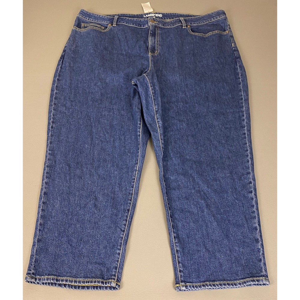 Lands End Jeans Women's Plus Size 24W Blue Straight Leg Cropped Denim New NWT
